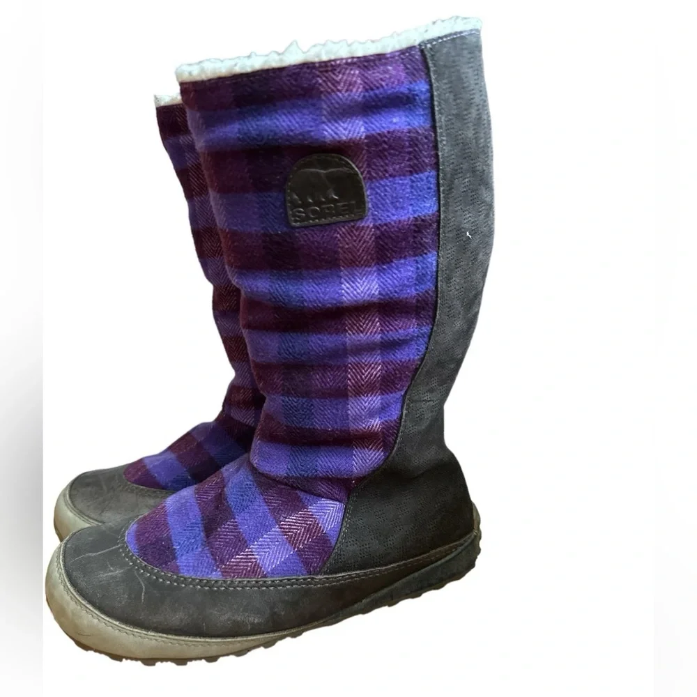 Sorel Purple Plaid Winter Rain Boots